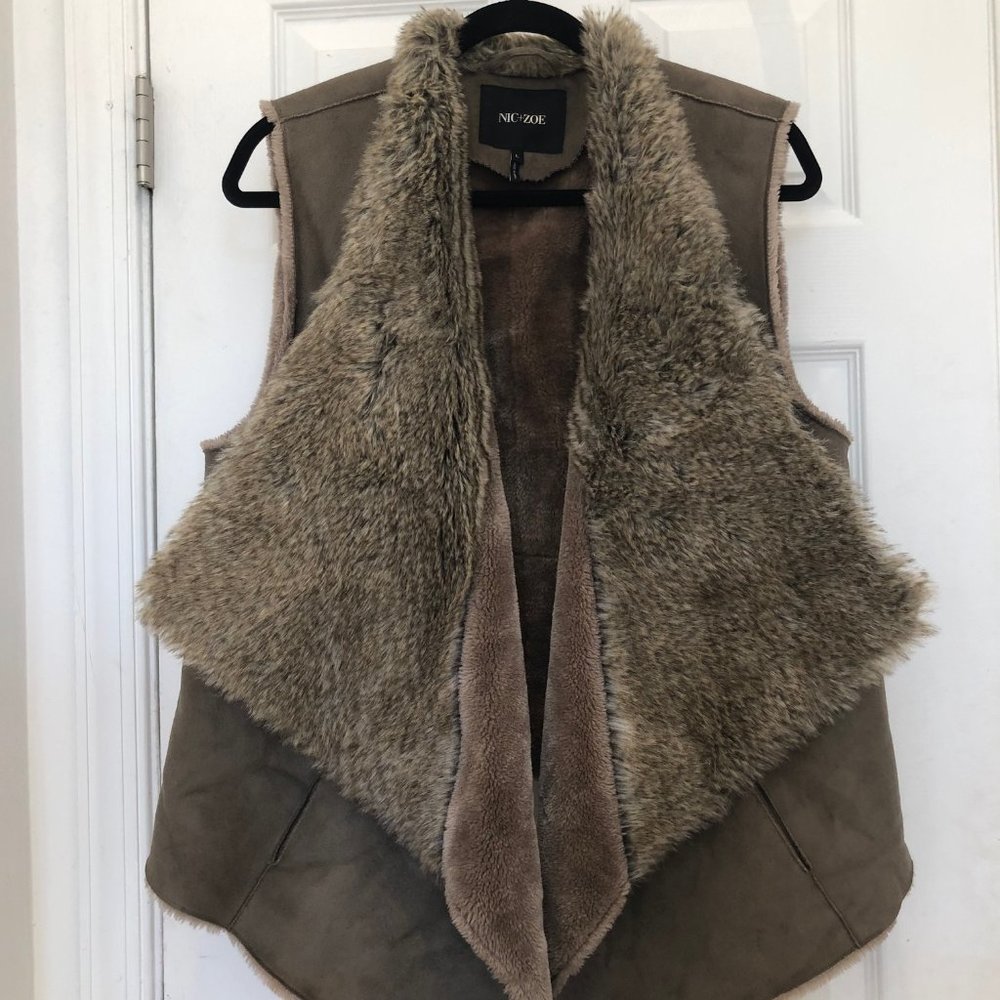 Taupe Faux Fur / Shearling Vest by Nic + Zoe